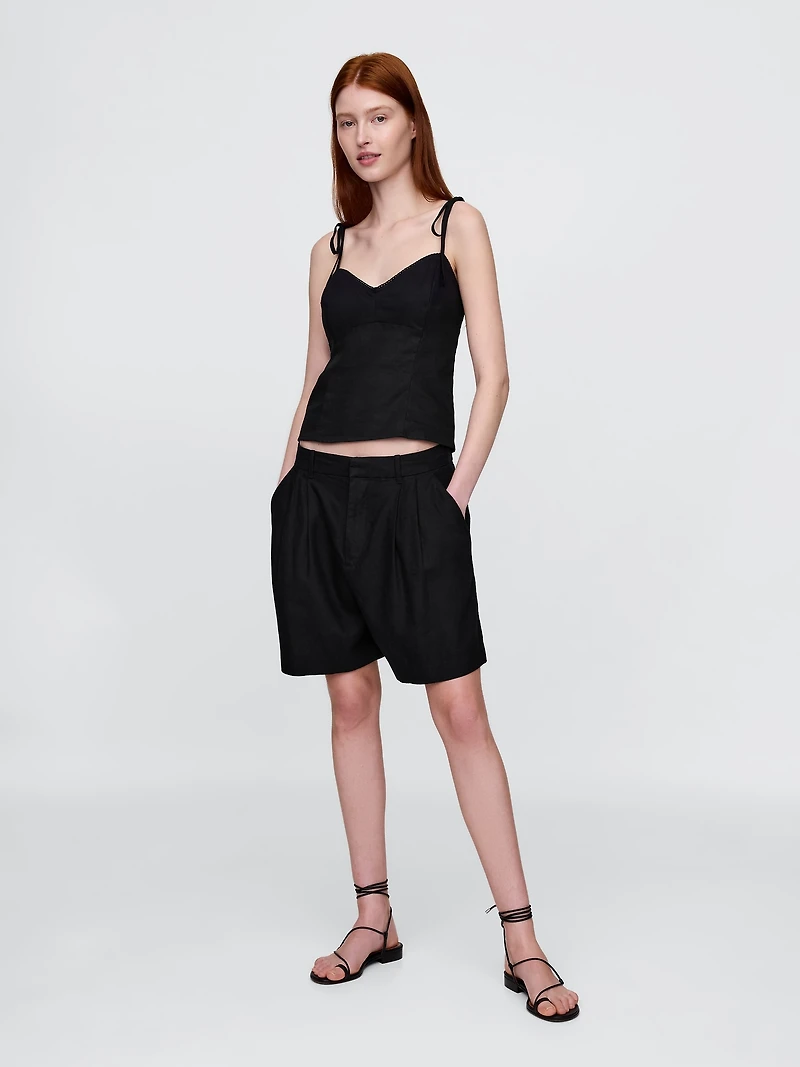 Linen-Blend Tie-Strap Cami