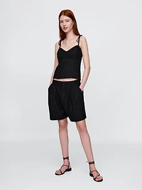 Linen-Blend Tie-Strap Cami