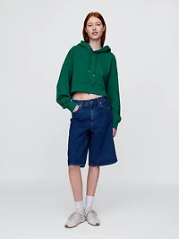 French Terry Oversized Crop Hoodie