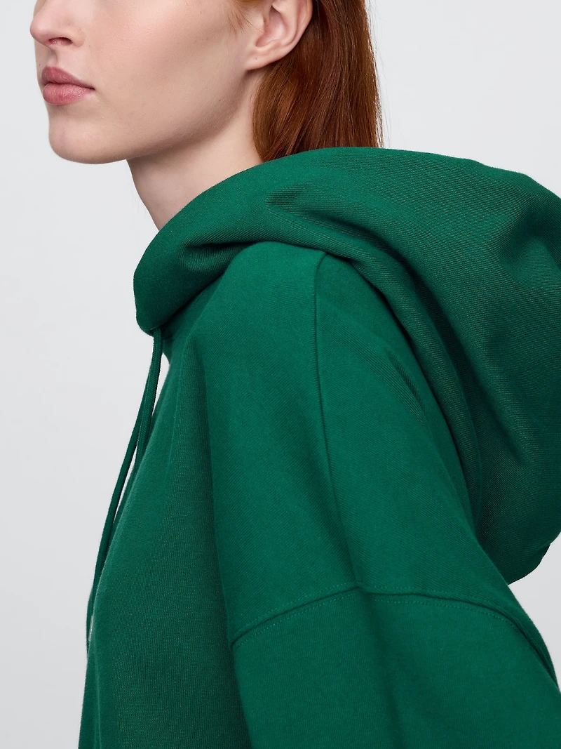 French Terry Oversized Crop Hoodie