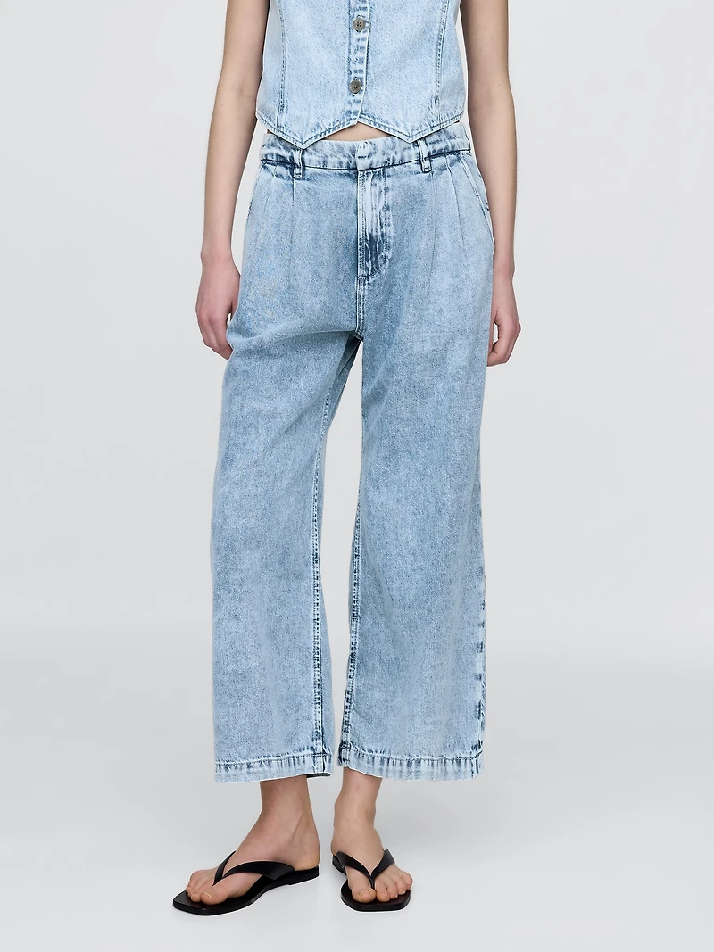 365 High Rise UltraSoft Denim Pleated Ankle Trousers