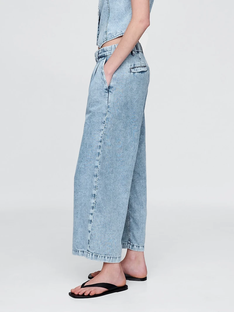 365 High Rise UltraSoft Denim Pleated Ankle Trousers