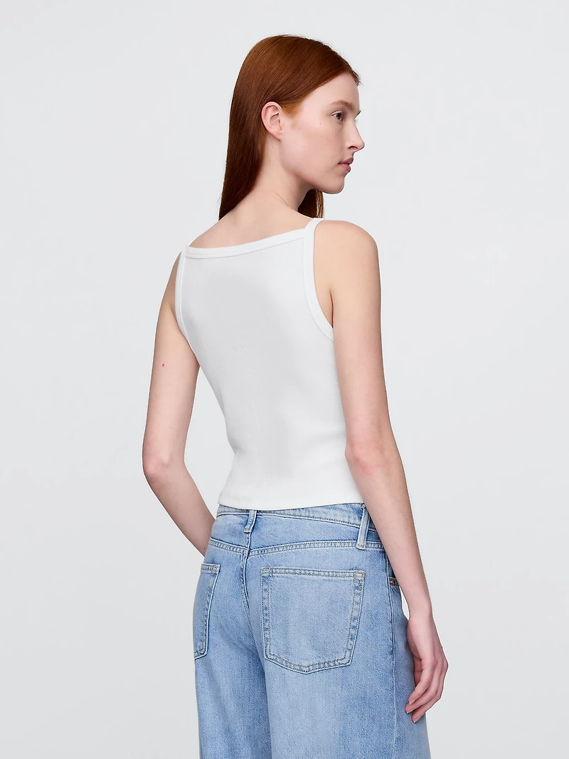 Modern Apron-Neck Crop Tank Top