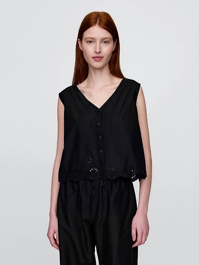 Eyelet Hem PJ Top