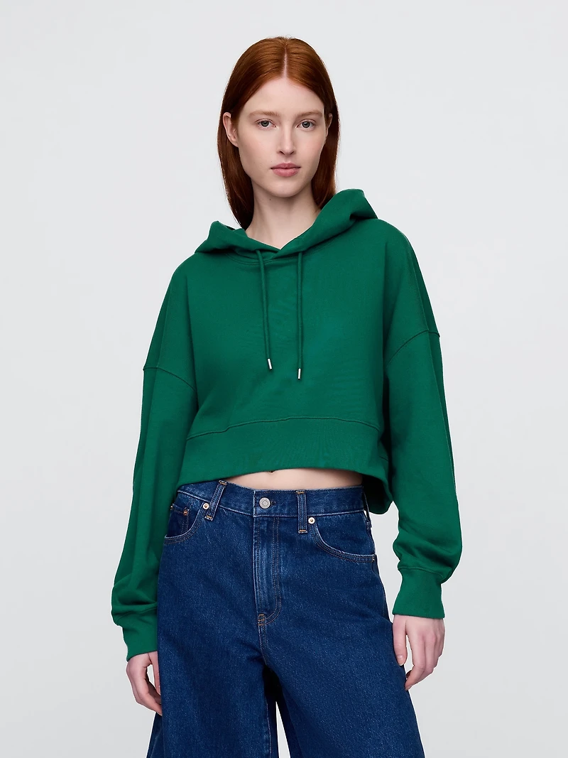 French Terry Oversized Crop Hoodie