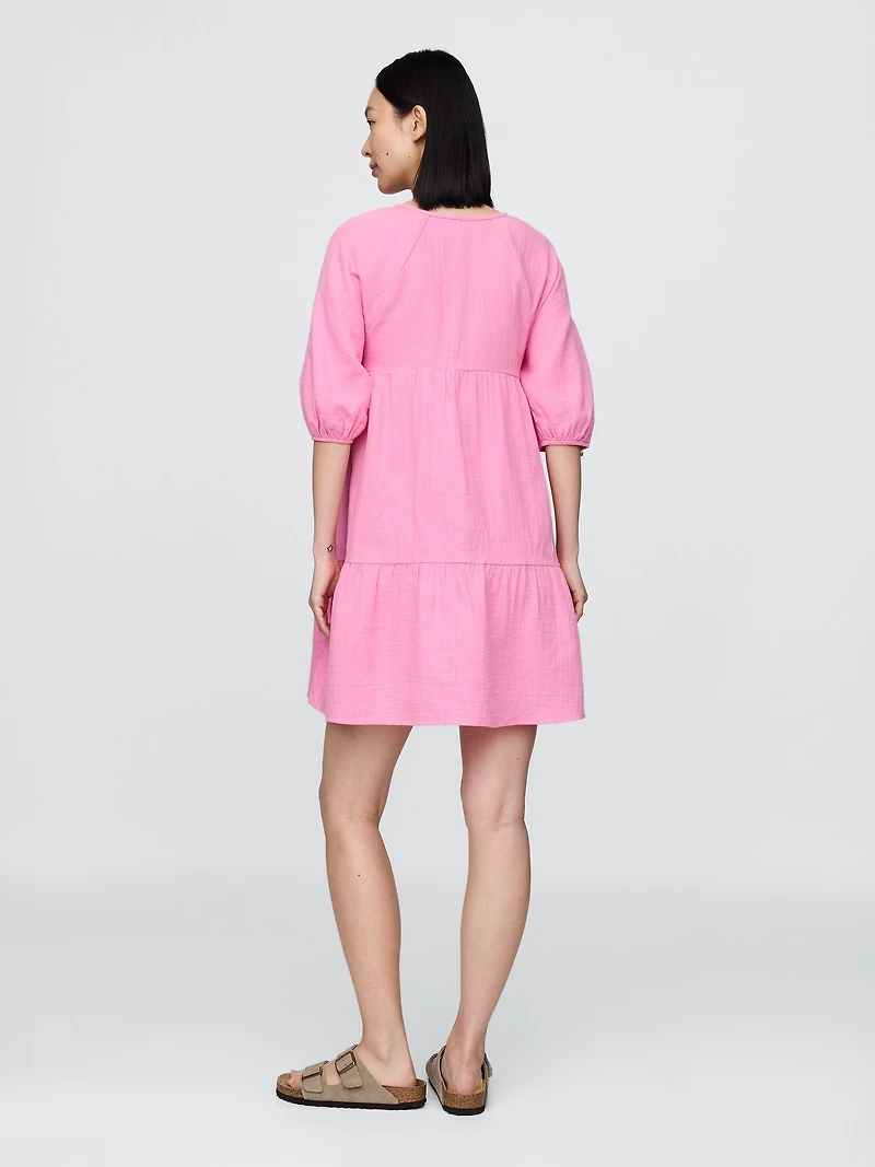 Maternity Crinkle Gauze Tiered Dress