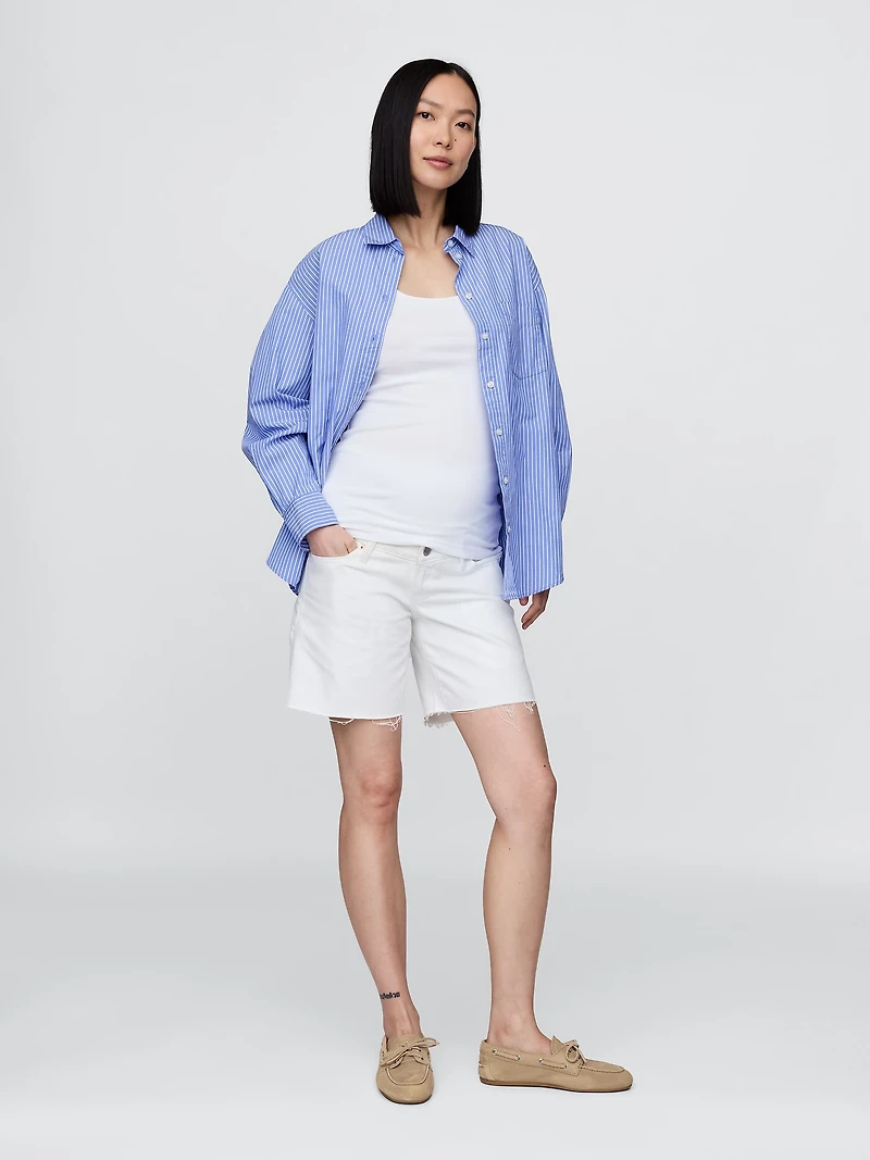 7" Maternity Full Panel Denim Bermuda Shorts
