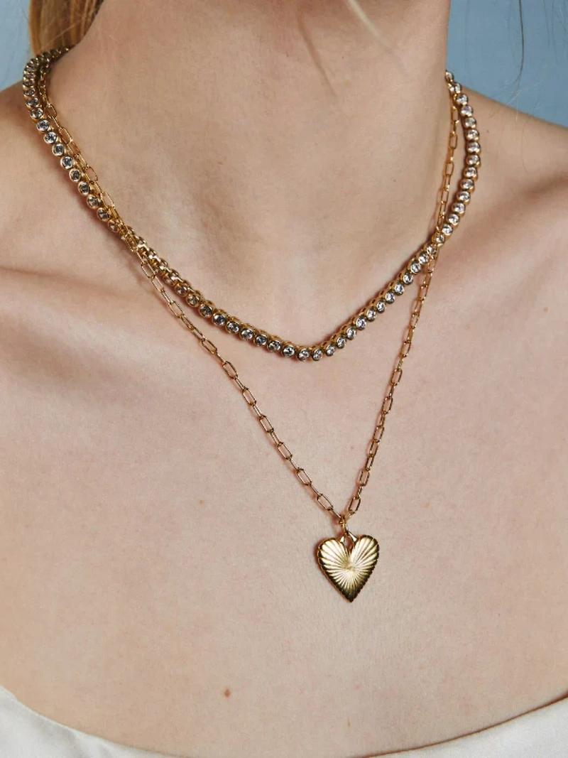 HART Small Ribbed Heart of Gold Necklace
