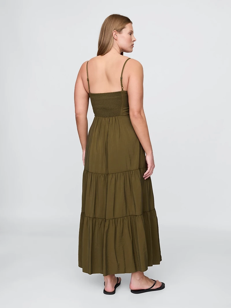 Tie-Front Tiered Maxi Dress