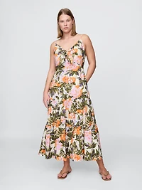 Tie-Front Tiered Maxi Dress