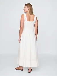 Linen-Blend Square-Neck Maxi Dress