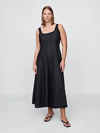 Linen-Blend Square-Neck Maxi Dress