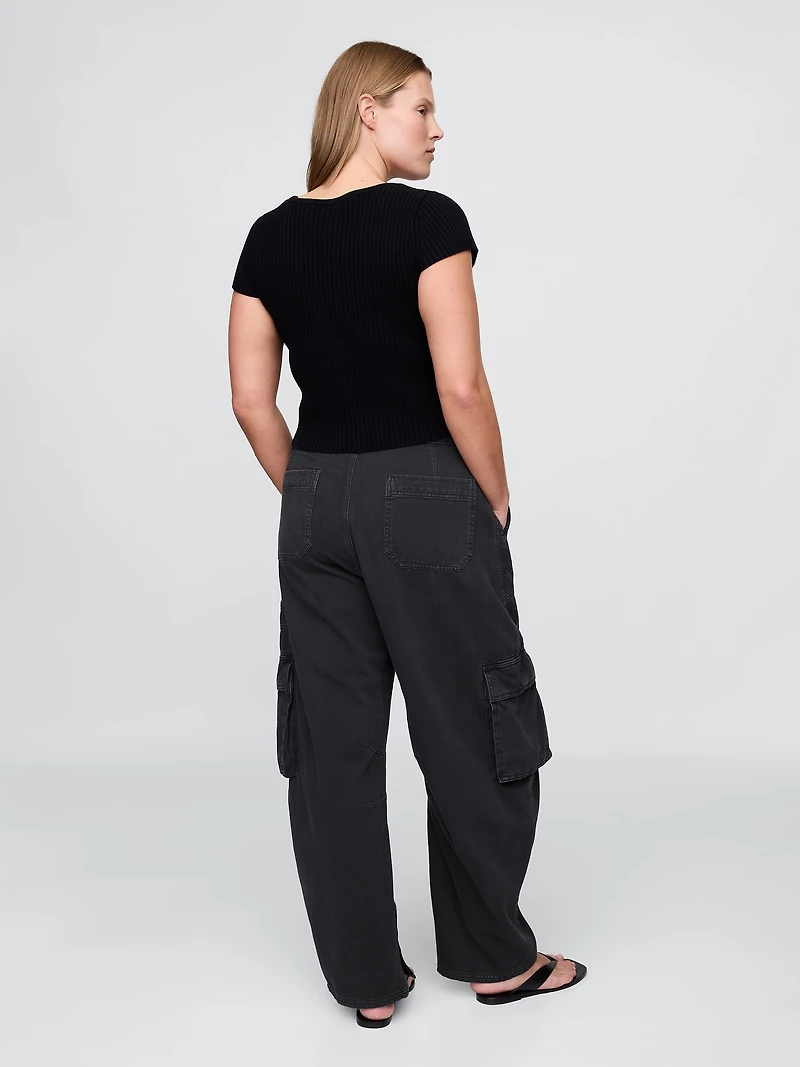 Mid Rise Barrel Cargo Pants