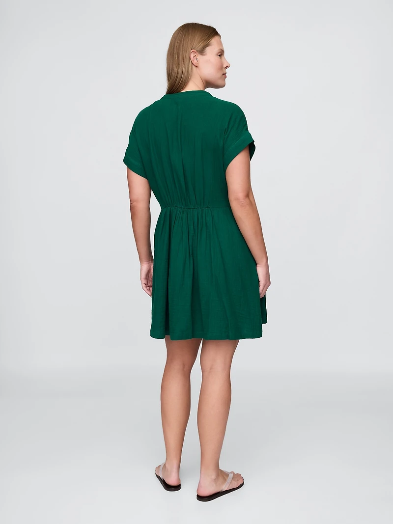 Cotton Gauze Mini Shirtdress