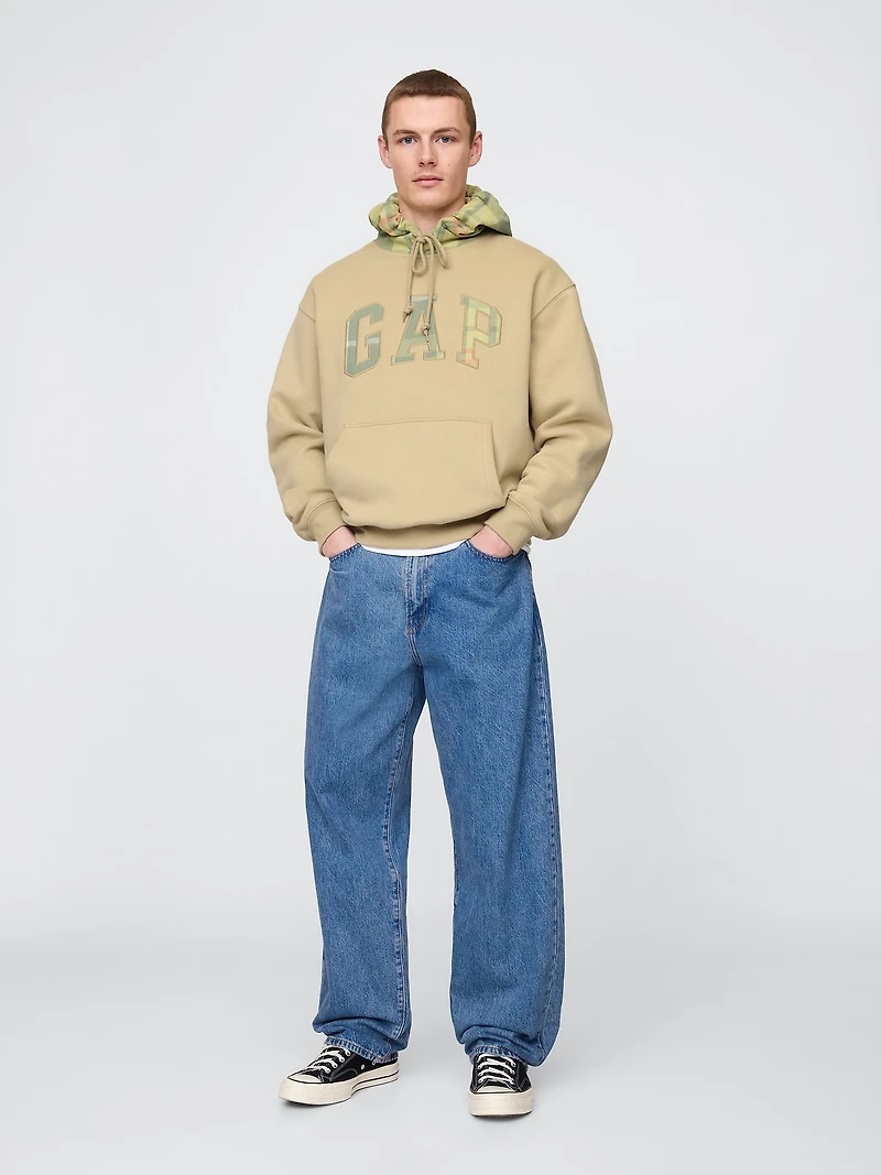VintageSoft Plaid Arch Logo Hoodie