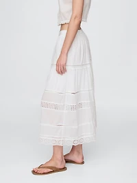 Tiered Lace-Trim Maxi Skirt
