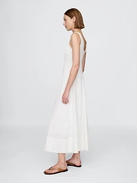 Linen-Blend Square-Neck Maxi Dress