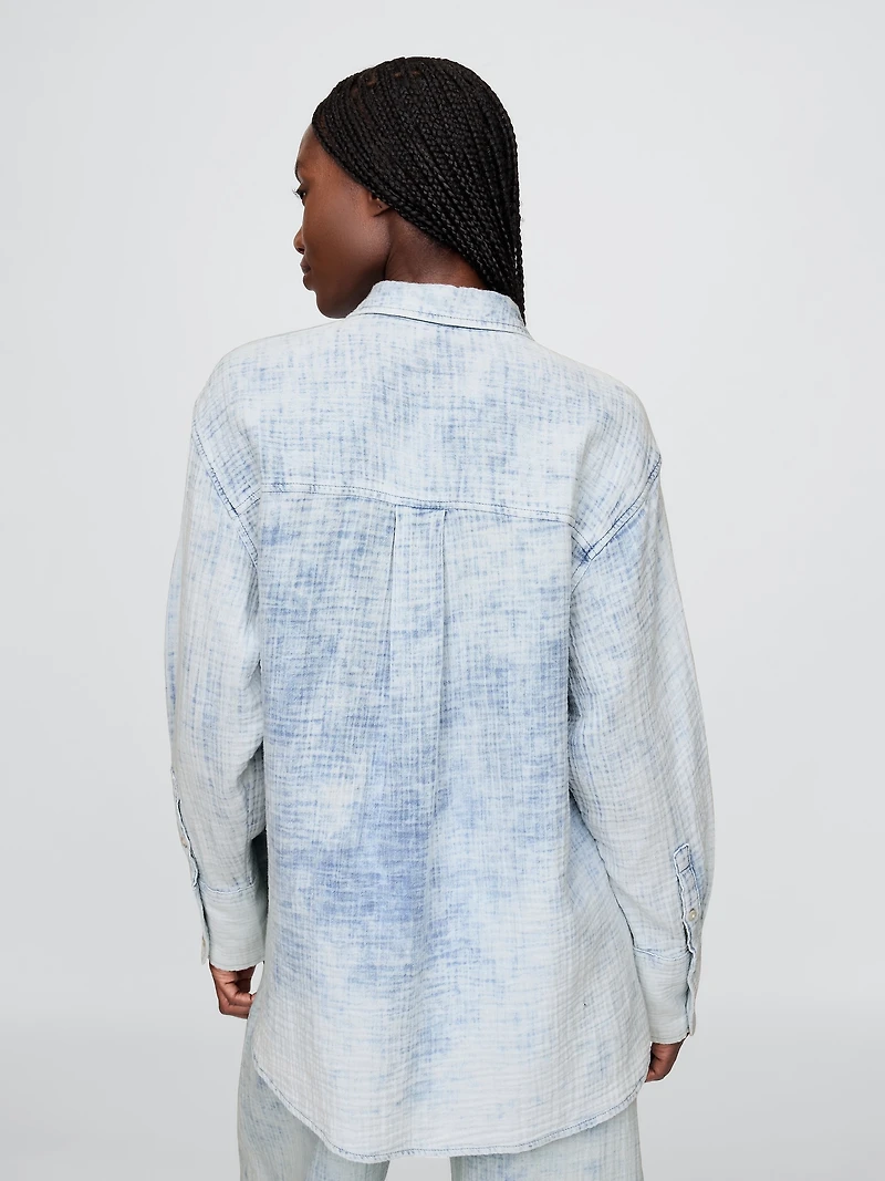 Cotton Gauze Denim Oversized Shirt