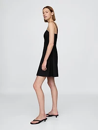 Linen-Blend Shirred Bodice Mini Dress