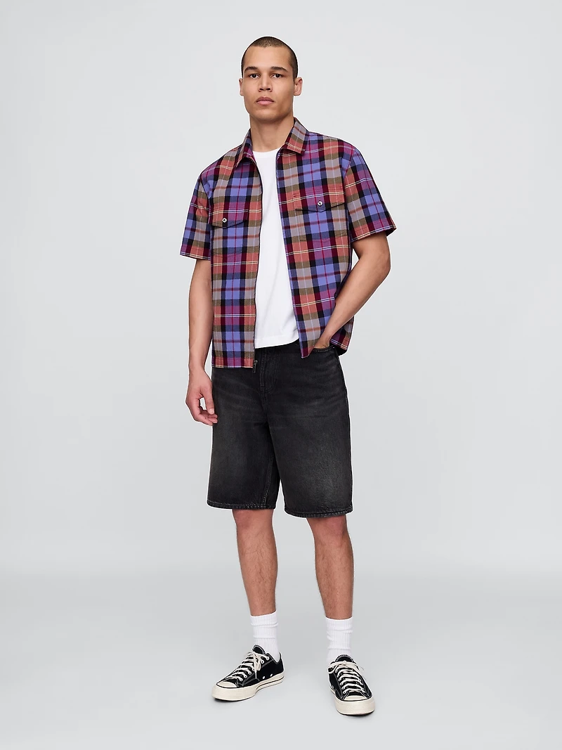 Mixed Plaid Oxford Shirt
