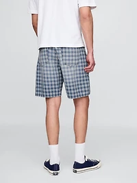 '90s Loose Denim Plaid Shorts