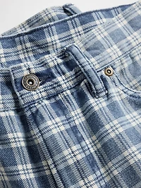 '90s Loose Denim Plaid Shorts