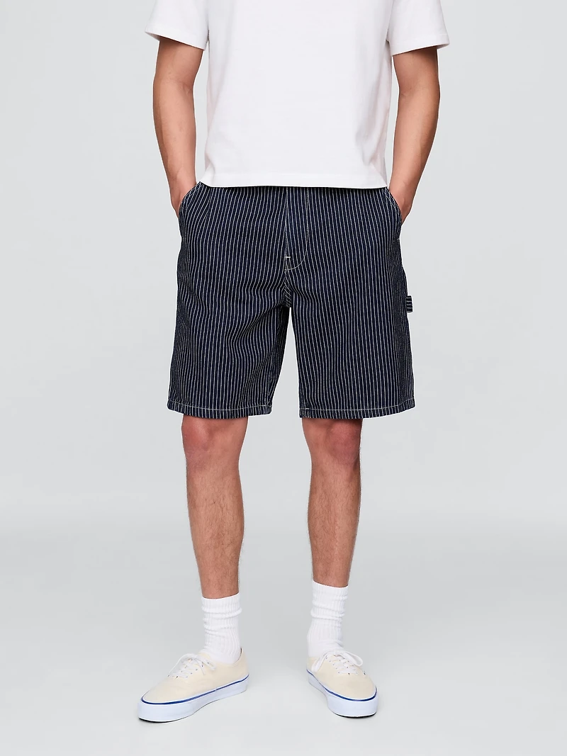 '90s Loose Denim Stripe Carpenter Shorts