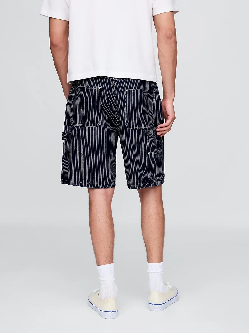 '90s Loose Denim Stripe Carpenter Shorts