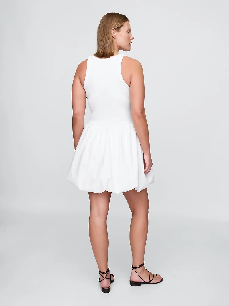 Mixed Media Bubble Mini Dress