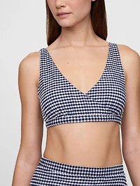 Seersucker Gingham Crossover Bikini Top