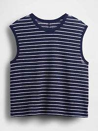 Linen-Blend Crewneck Shell Tank Top