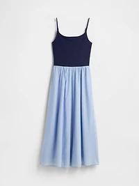 Compact Jersey Mixed Media Maxi Dress