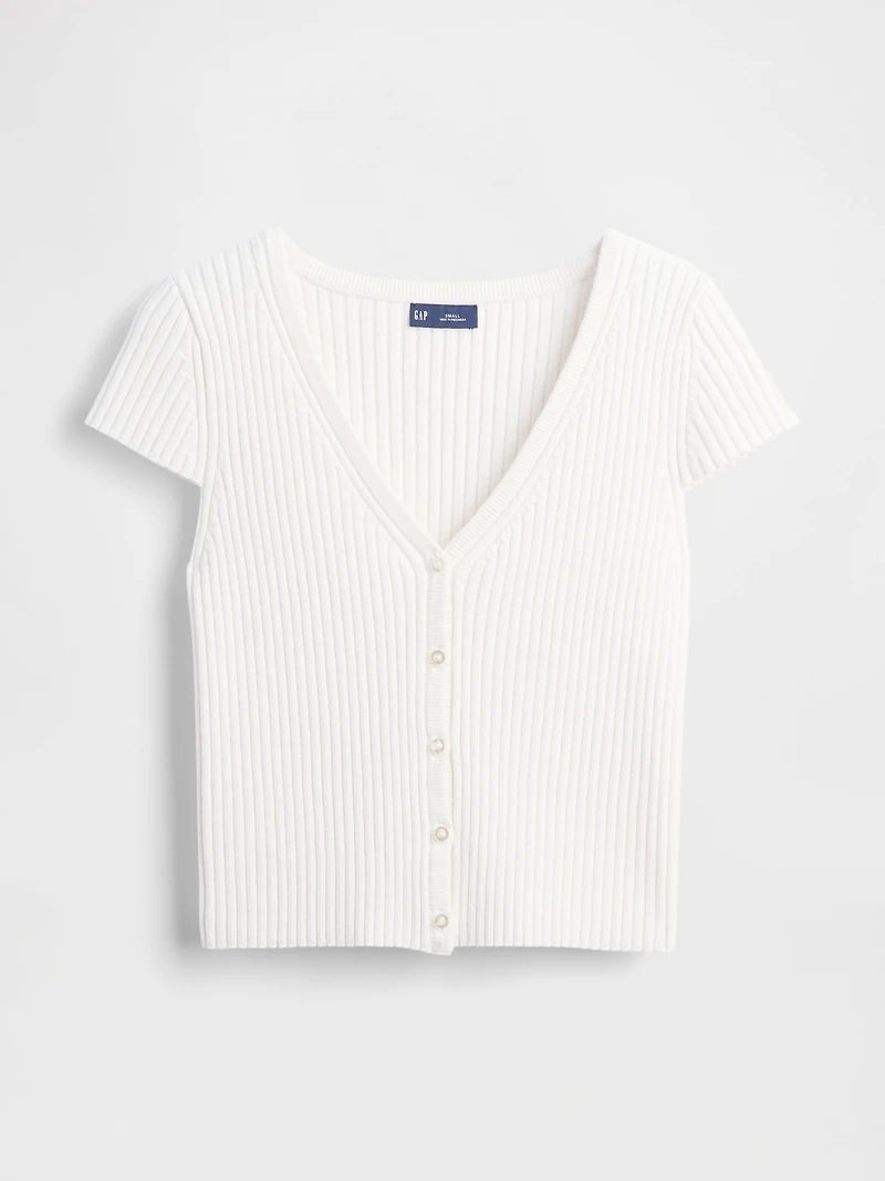 Cropped Rib Cardigan