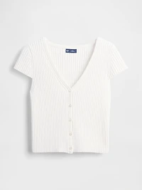 Cropped Rib Cardigan