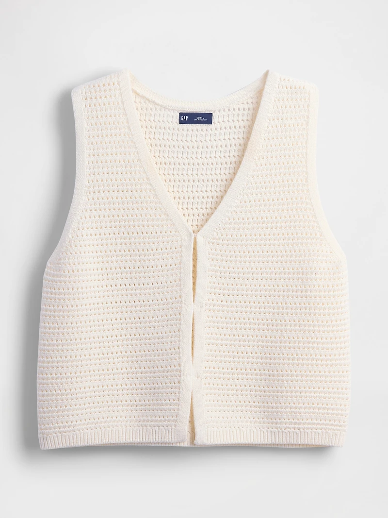 100% Cotton Crochet Hook-Front Vest