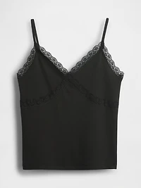 Lace-Trim Waffle-Knit Crop Cami