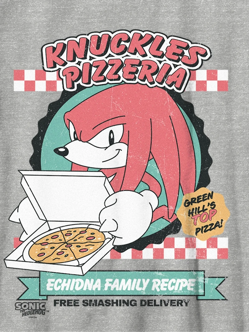 Kids Sonic The Hedgehog Knuckles Pizza Graphic T-Shirt
