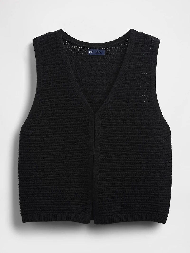 100% Cotton Crochet Hook-Front Vest