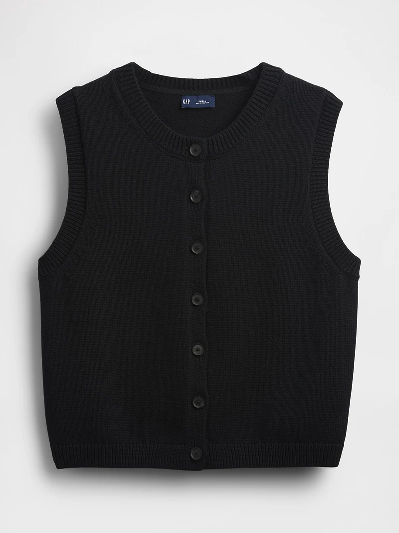 Cropped Cardigan Sweater Vest