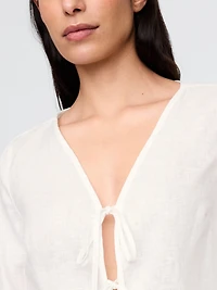 100% Linen Tie-Front Shirt