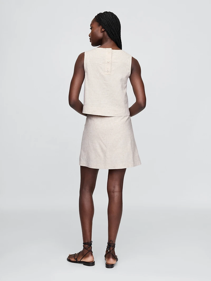 Linen-Blend Mini Skort