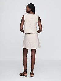 Linen-Blend Mini Skort