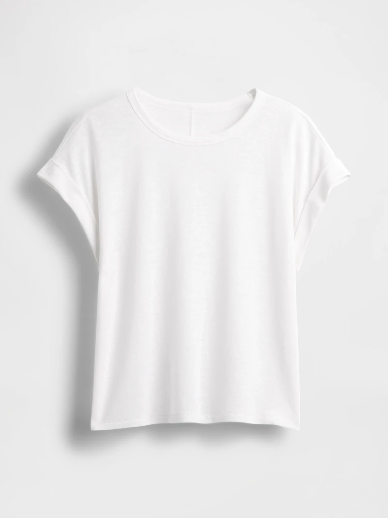 Linen-Blend Roll-Cuff T-Shirt