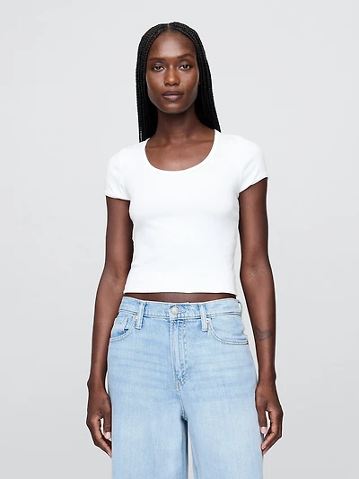 Modern Cap-Sleeve Crop T-Shirt