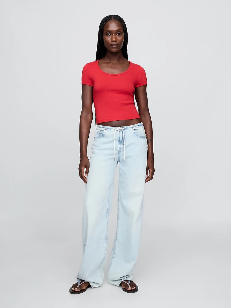 Modern Cap-Sleeve Crop T-Shirt