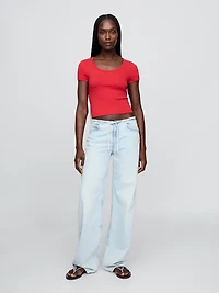 Modern Cap-Sleeve Crop T-Shirt