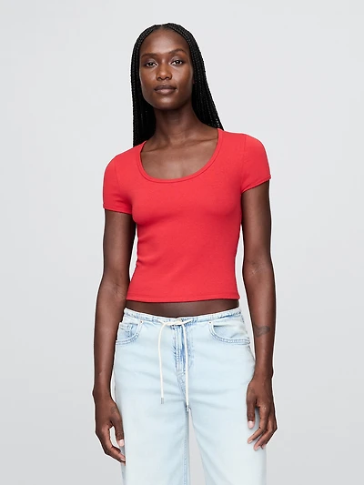 Modern Cap-Sleeve Crop T-Shirt