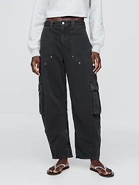 Mid Rise Barrel Cargo Pants