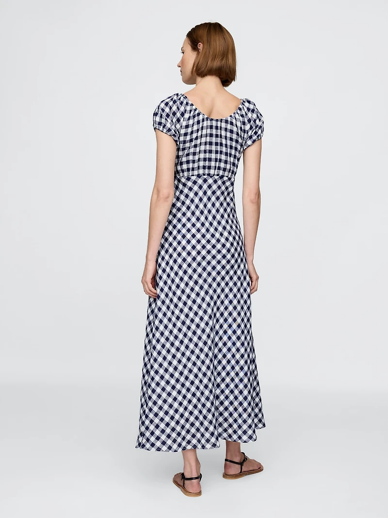 Gap × DÔEN 100% Linen Gingham Midi Dress
