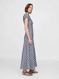 Gap × DÔEN 100% Linen Gingham Midi Dress